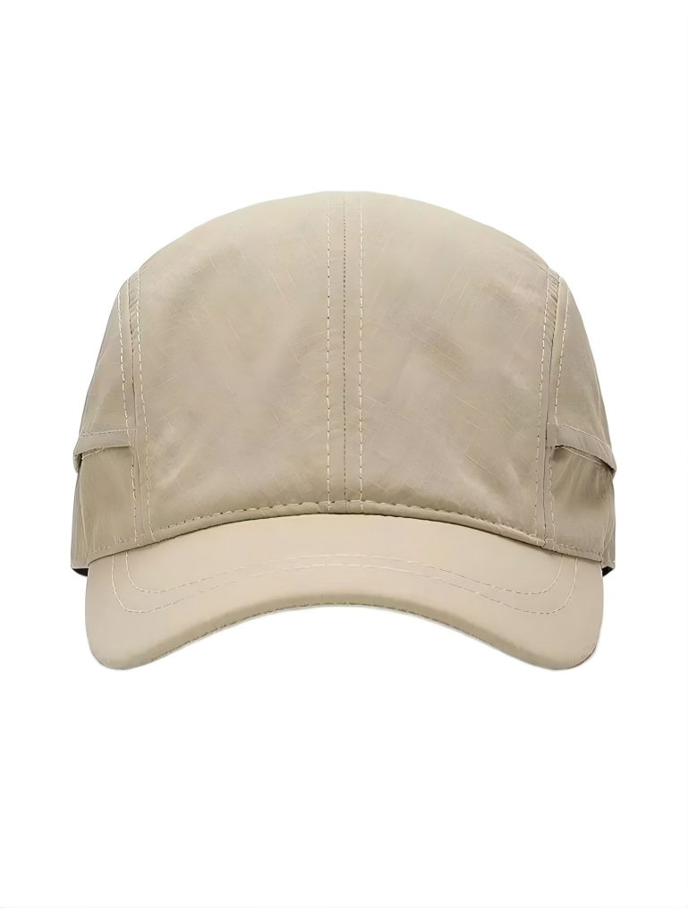 Khaki 5-Panel 100% Polyester Sporty Dobby Quick Dry Breathable Waterproof Sports Baseball Cap Sun Hat Unisex Outdoor Running Cap