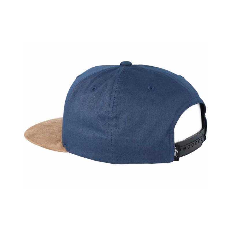 High Quality Custom Navy Brown Suede Flat Brim Adjustable Snapback Caps Unisex Two Tone 6 Panel Baseball Caps Blank Fashion