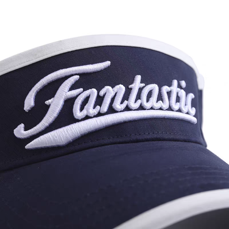 3D Embroidered Striped 100% Cotton High Protection Sun Visor Hat American Sporty Adjustable Unisex Outdoor