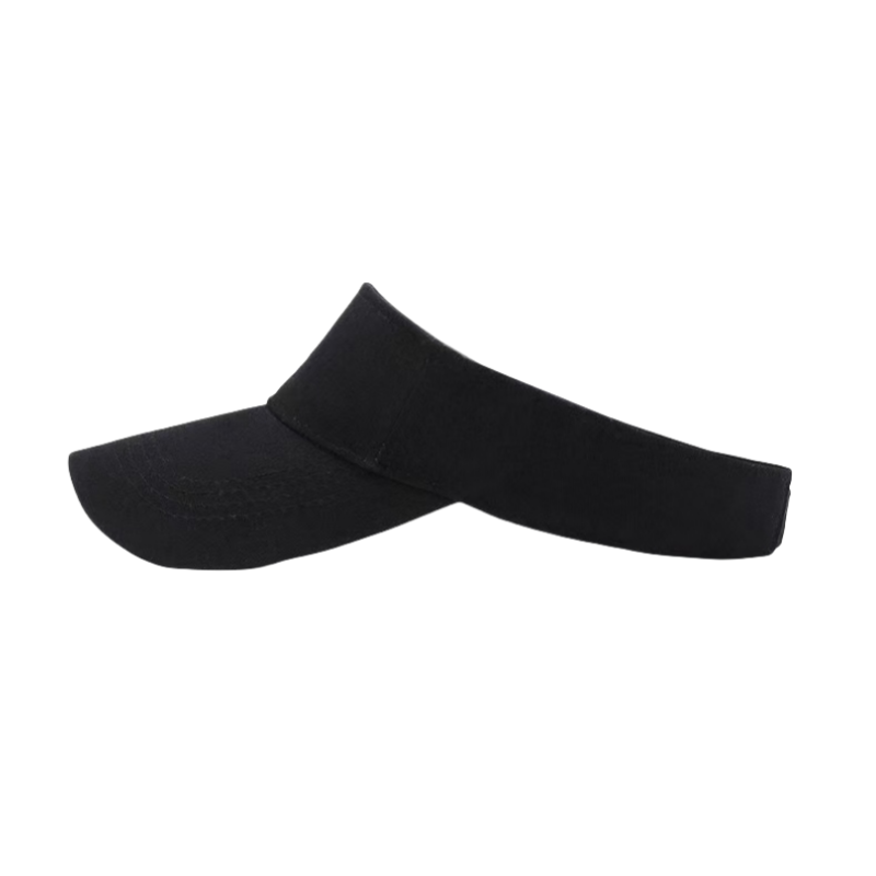 Breathable Comfortable Cotton Black Visor Cap with Embroidered 'D' for Outdoor Sports Cycling