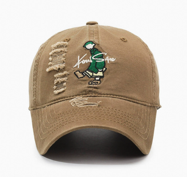 Embroidered Adjustable Wide-brimmed Baseball Cap-100% Cotton Cartoon Character Common Fabric