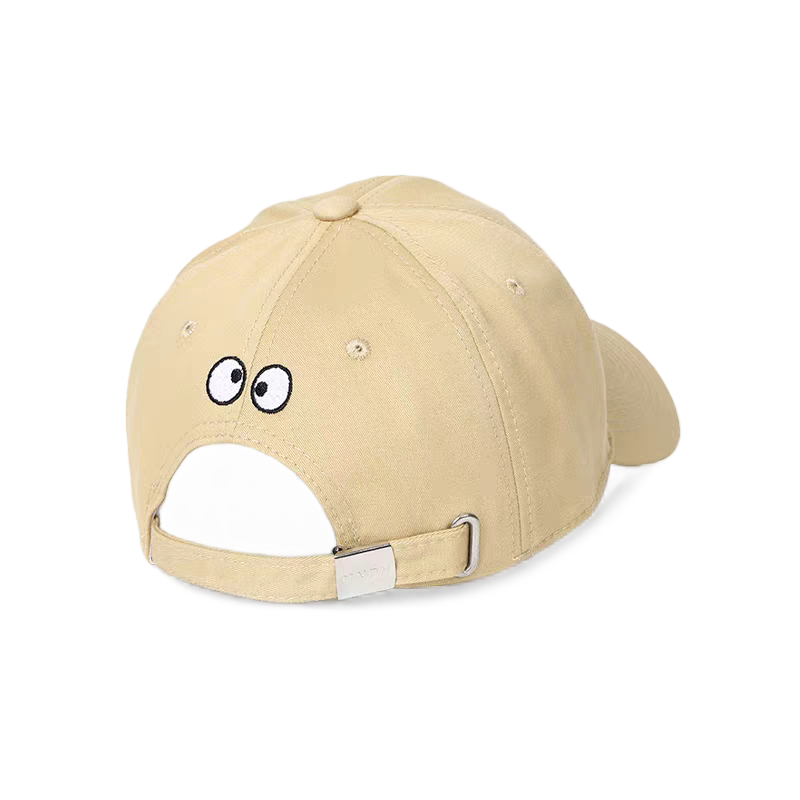 Khaki Sporty Vintage Twill Letter Embroidered Baseball Cap Cute Eye Embroidery Soft Top Unisex Fashion Dad Hat
