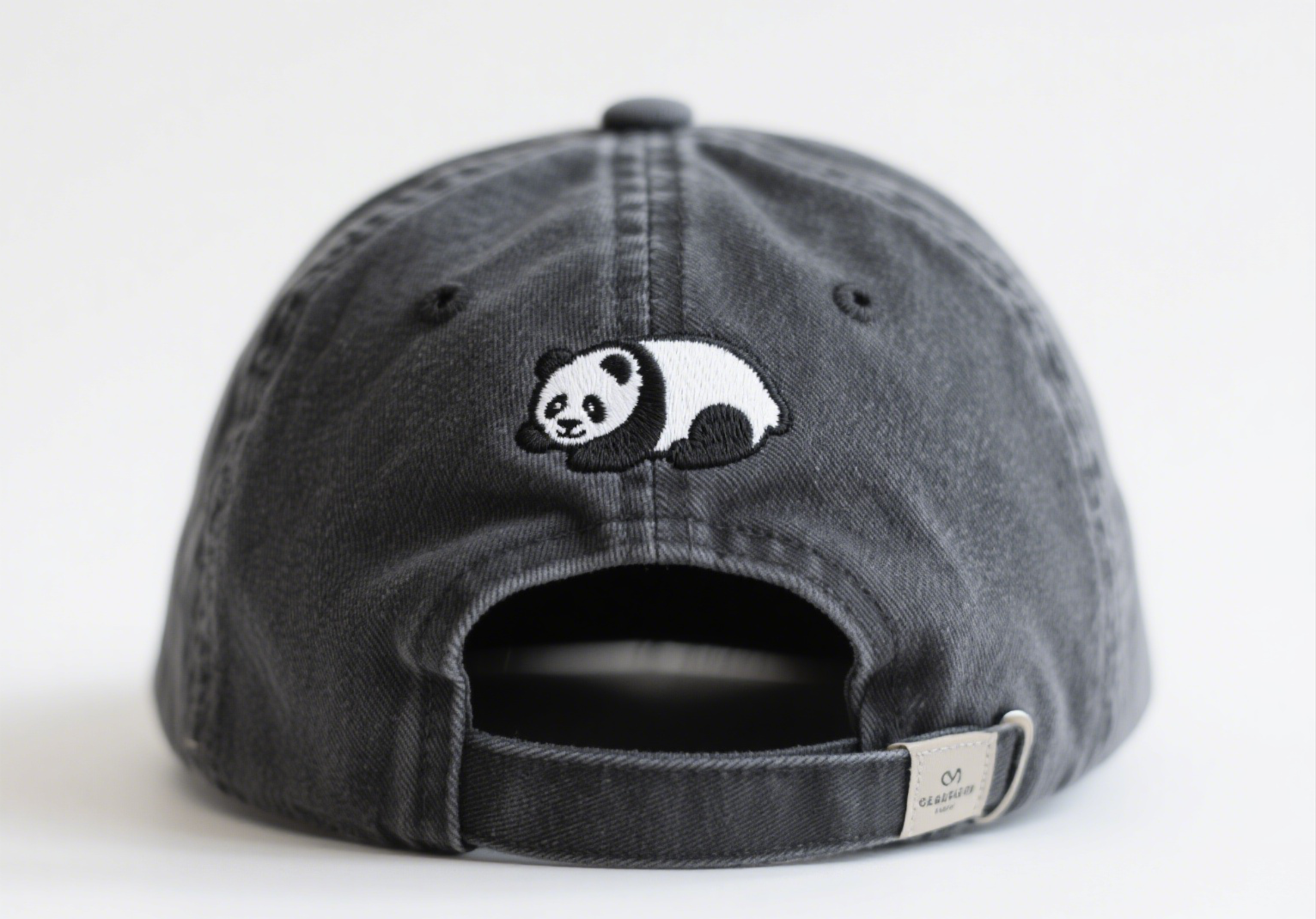Women's Cute Little Panda Embroidered Adjustable Cotton Denim Baseball Cap