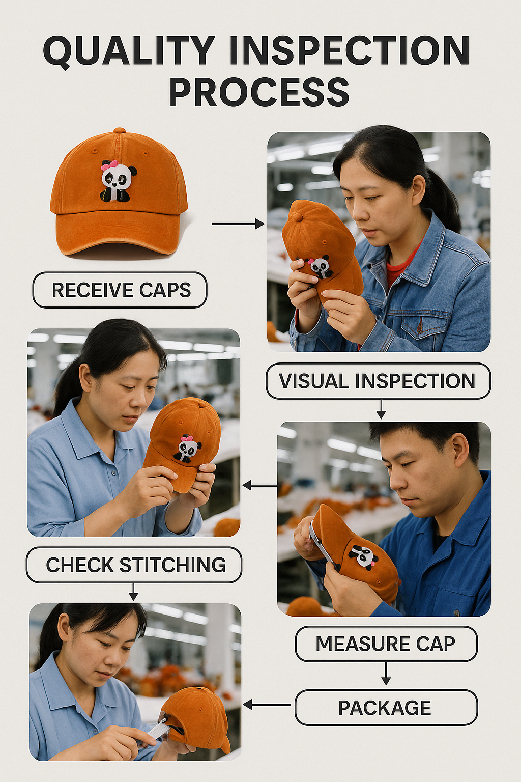 Women's Cute Little Panda Embroidered Gray Adjustable Cotton Denim Baseball Cap