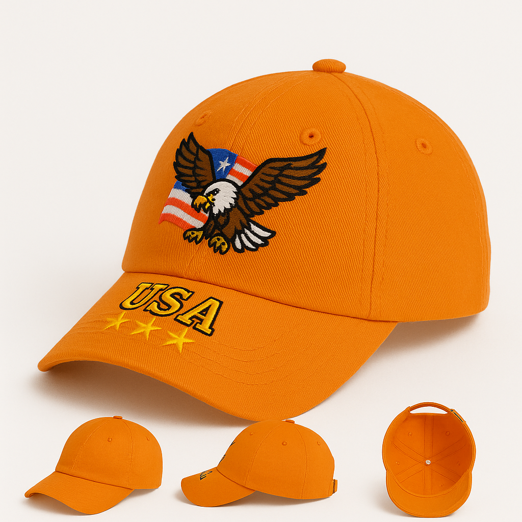 Women's Eagle Embroidered Gray Adjustable Cotton Denim Baseball Cap