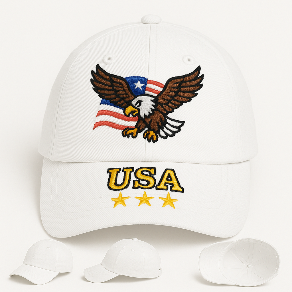 Women's Eagle Embroidered Gray Adjustable Cotton Denim Baseball Cap