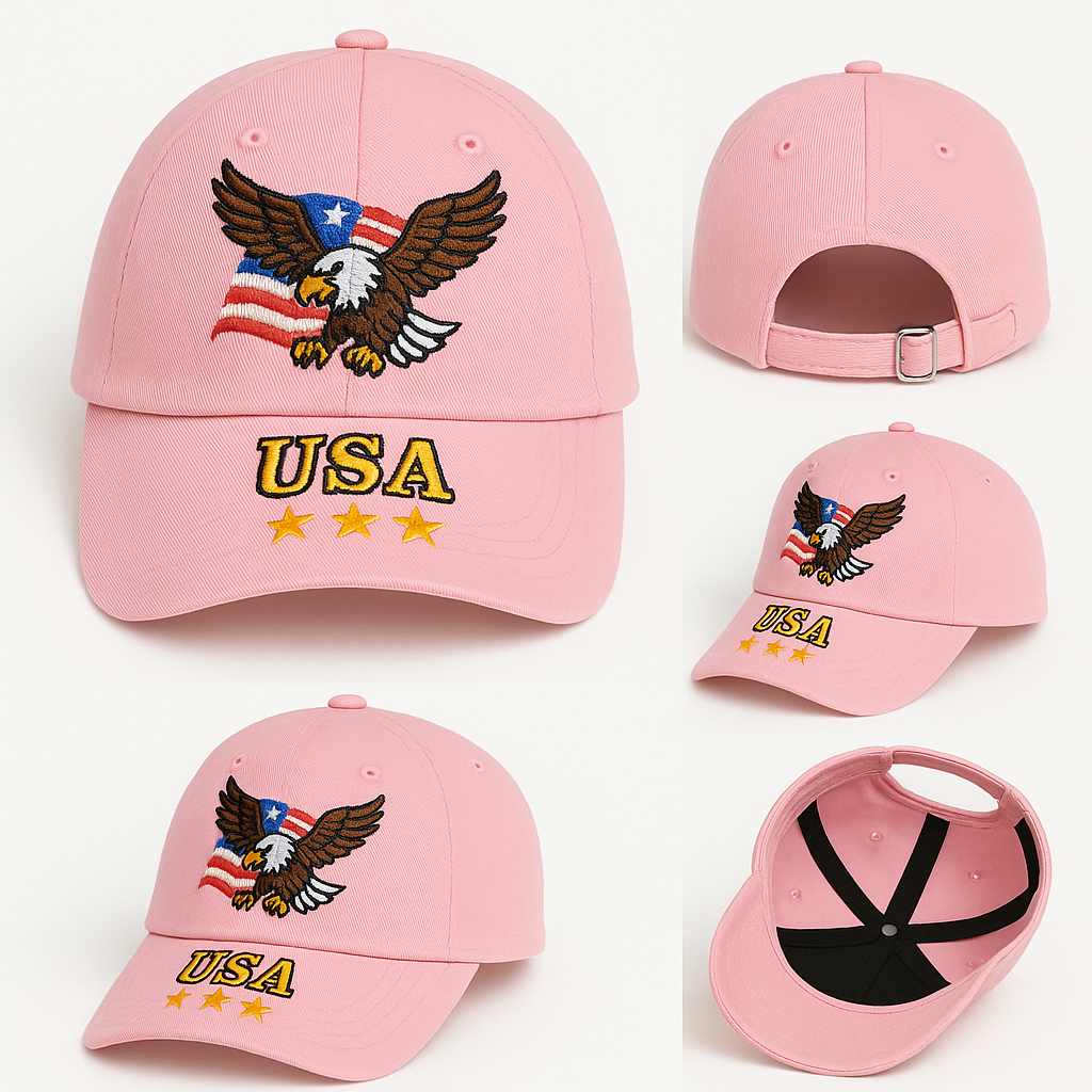 Women's Eagle Embroidered Gray Adjustable Cotton Denim Baseball Cap
