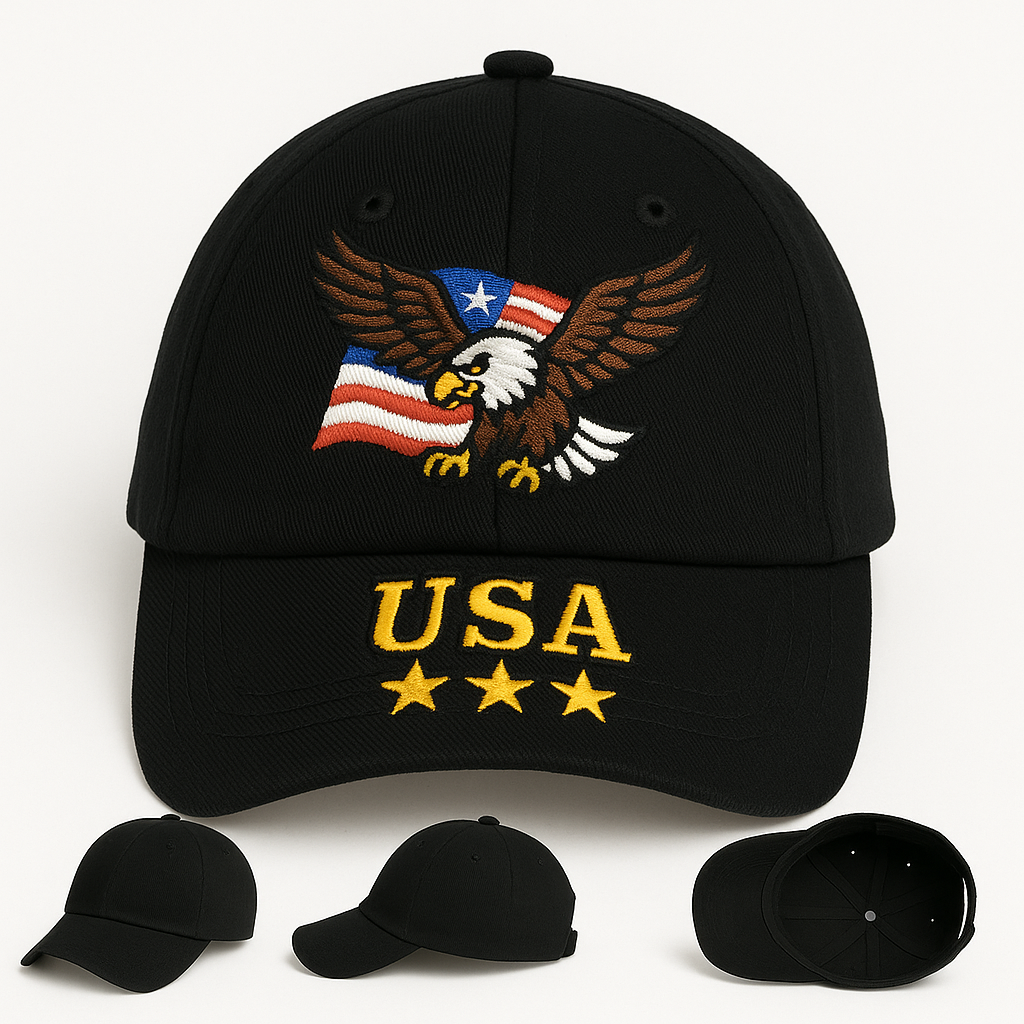 Women's Eagle Embroidered Gray Adjustable Cotton Denim Baseball Cap