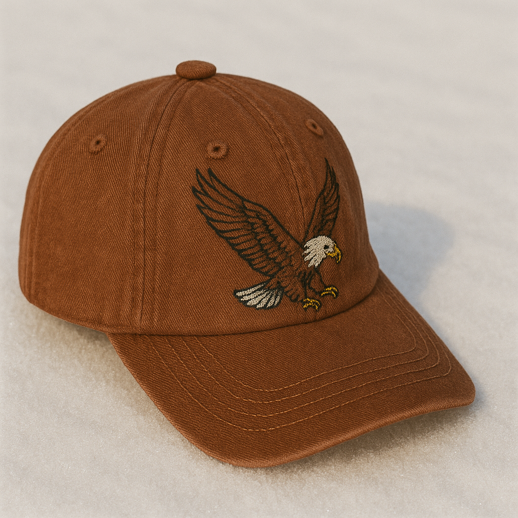 Women's Eagle Embroidered Gray Adjustable Cotton Denim Baseball Cap