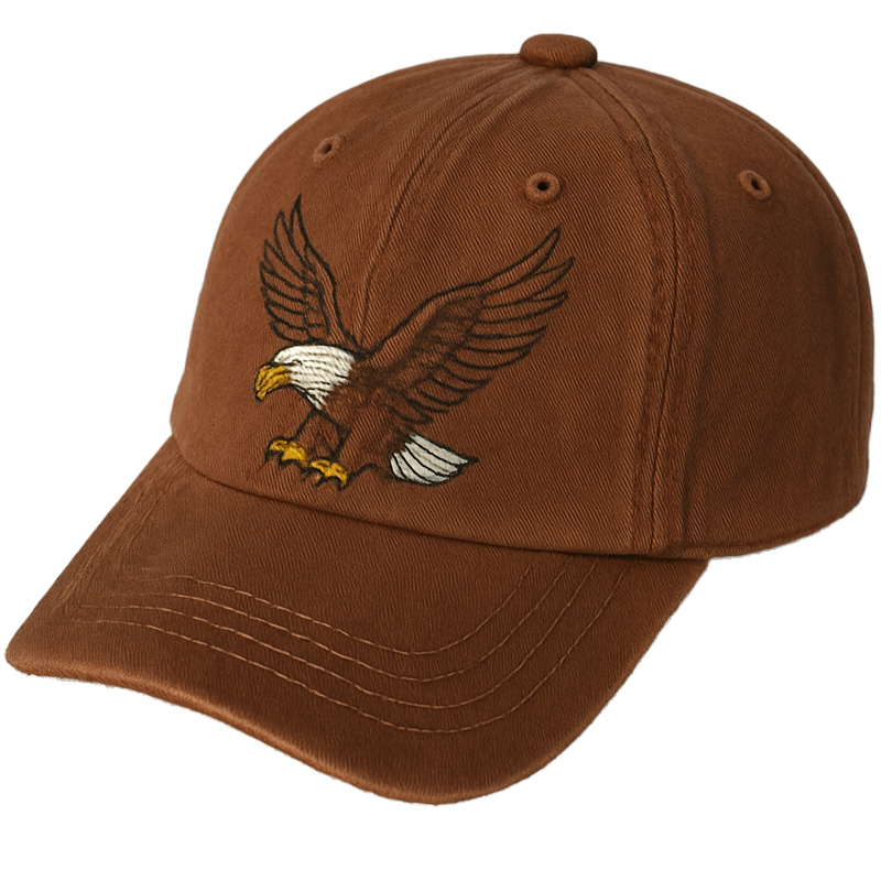 Women's Eagle Embroidered Gray Adjustable Cotton Denim Baseball Cap
