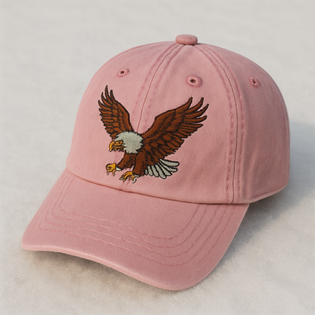 Women's Eagle Embroidered Gray Adjustable Cotton Denim Baseball Cap