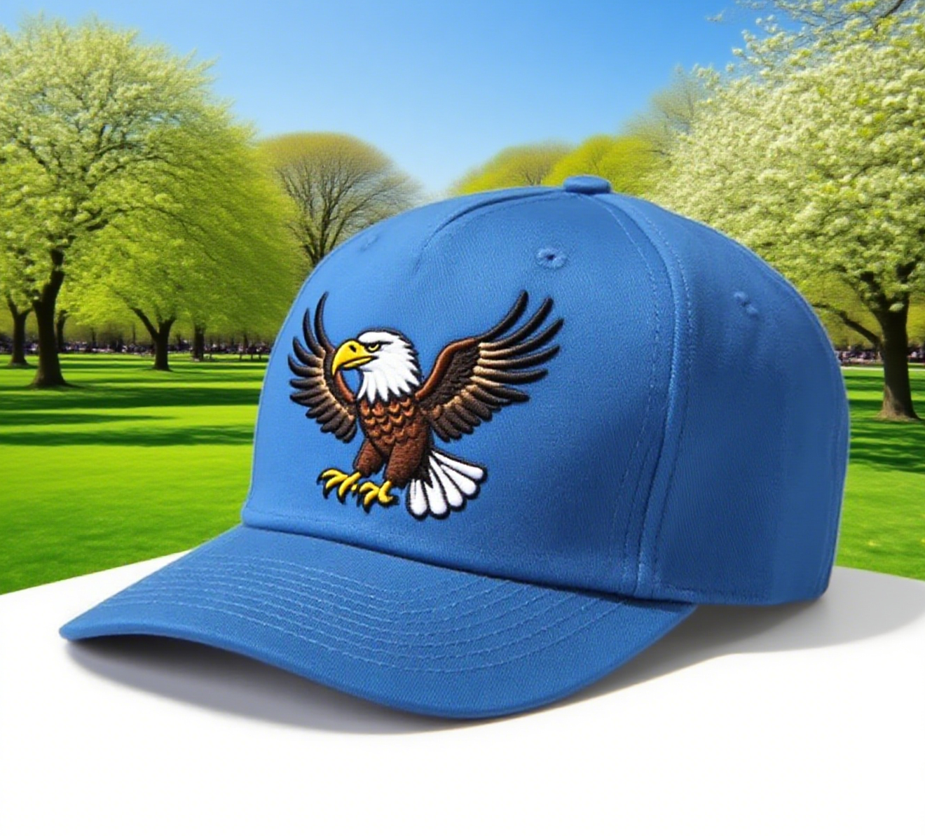 Women's Eagle Embroidered Gray Adjustable Cotton Denim Baseball Cap