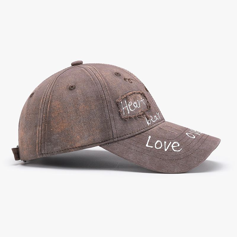 New 3D Painted Letter Teddy Bear Baseball Cap - All-season Water-washed Style