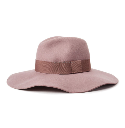 Wholesale Custom Fashion Lady Fedora Caps Wide Brim Flat Felt Cowboy Hats for Party & Outdoor Use Designed by Top Hat Designers