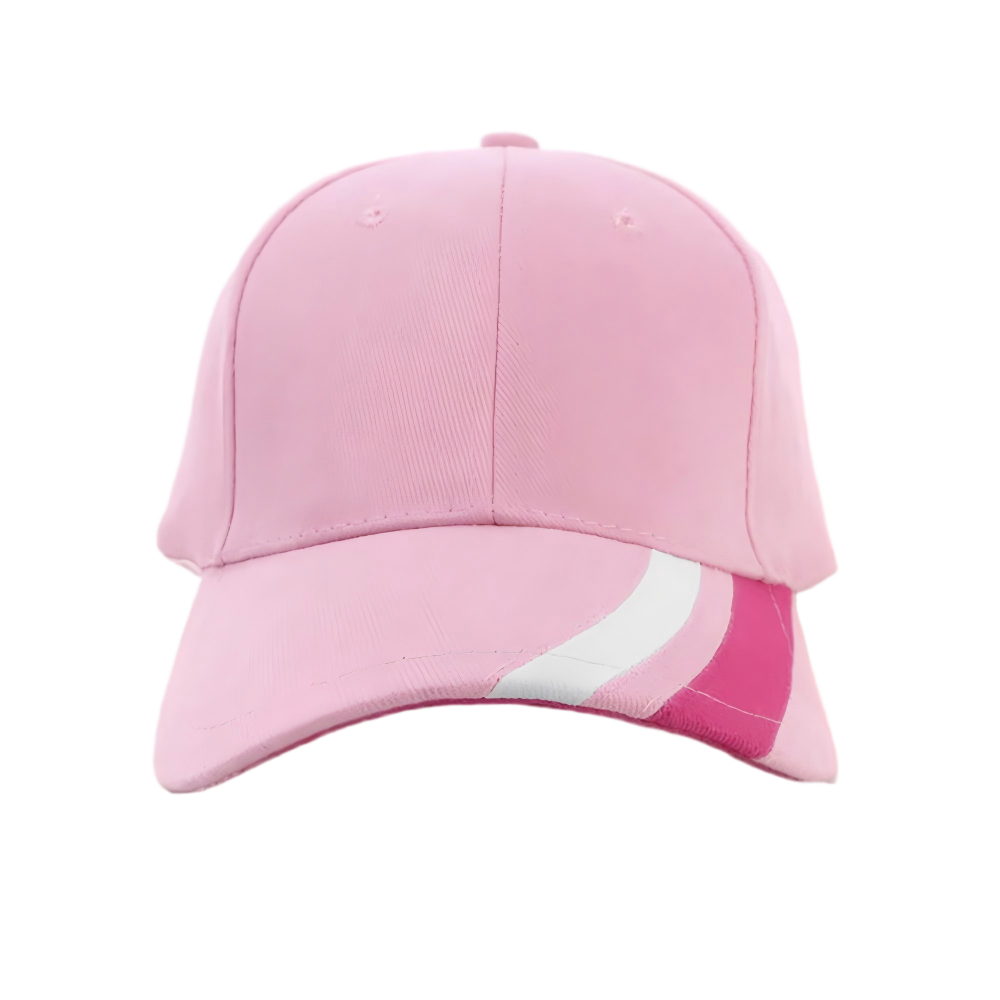 Light Pink Contrast Stripe Baseball Cap for Unisex Cotton Twill Adjustable Strap for Outdoor Sport Travel Daily Wear Custom Logo