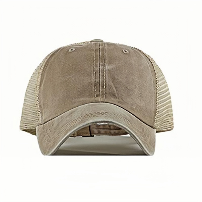 Vintage Washed Cotton Mesh Back Trucker Hat With Adjustable Strap for Outdoor Sports and Daily Casual Wear