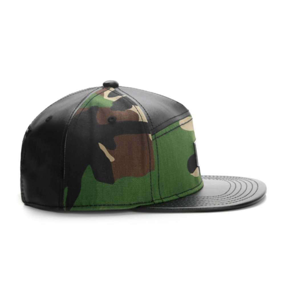 Camouflage Leather Metal logo Casual Men's and Women's Hat Adult Flat Brim Hat Baseball Cap