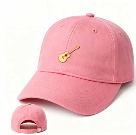 Embroidered Guitar Dad Cap, Washed Cotton Twill Unstructured Baseball Cap, Curved Brim Adjustable Hat for Men Women
