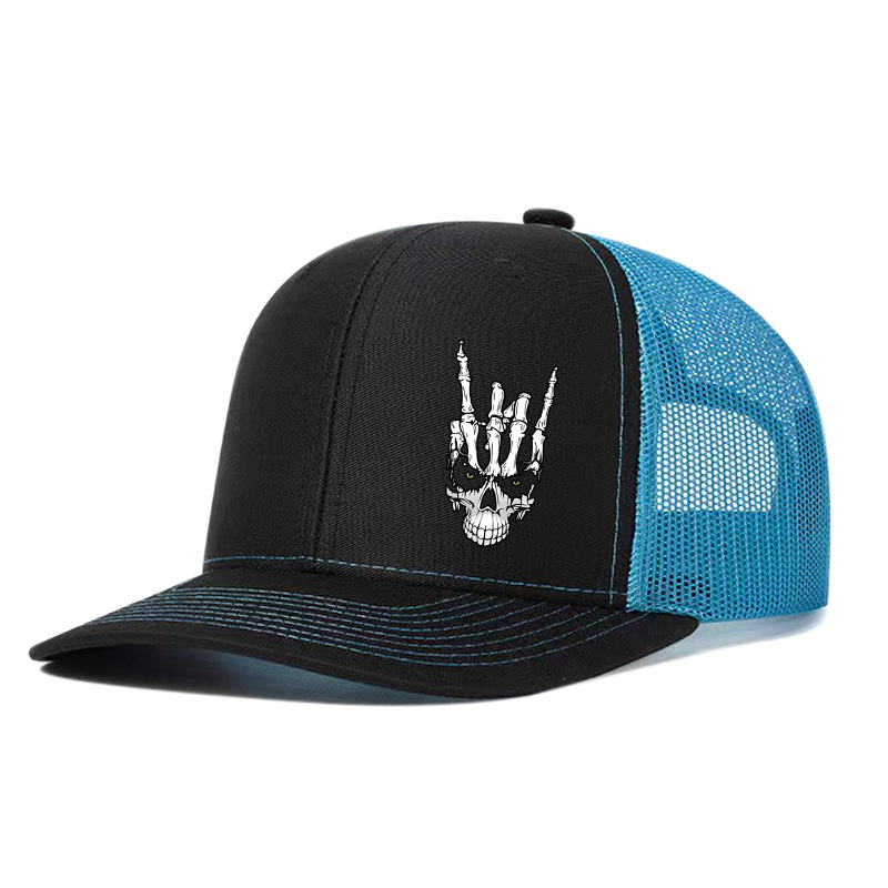Halloween Skull Hand-brim Baseball Trucker Hat Outdoor Breathable Mesh Cap