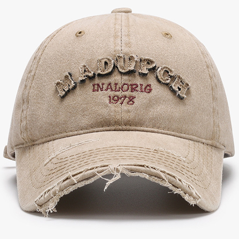 Spring New Style Letter Wash Denim Patch Embroidered Men's Baseball Cap Breathable and Retro Outdoor Dad Hat