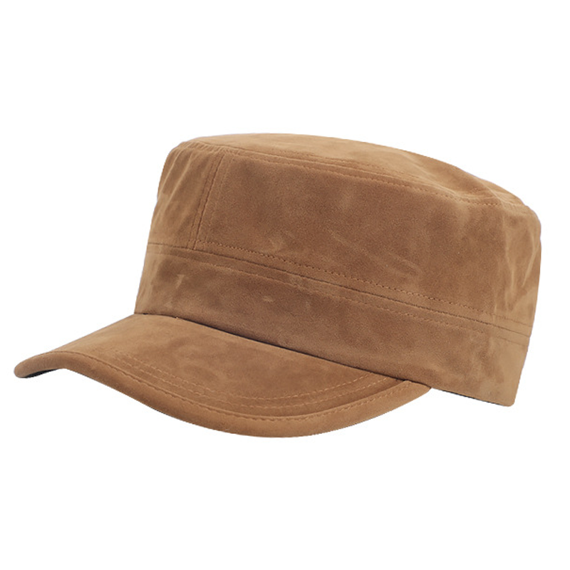 New High-quality Suede Cap with Flat Top-Vintage Warm Horseback Riding Hat for Outdoor Travel Casual Use Adjustable Unisex