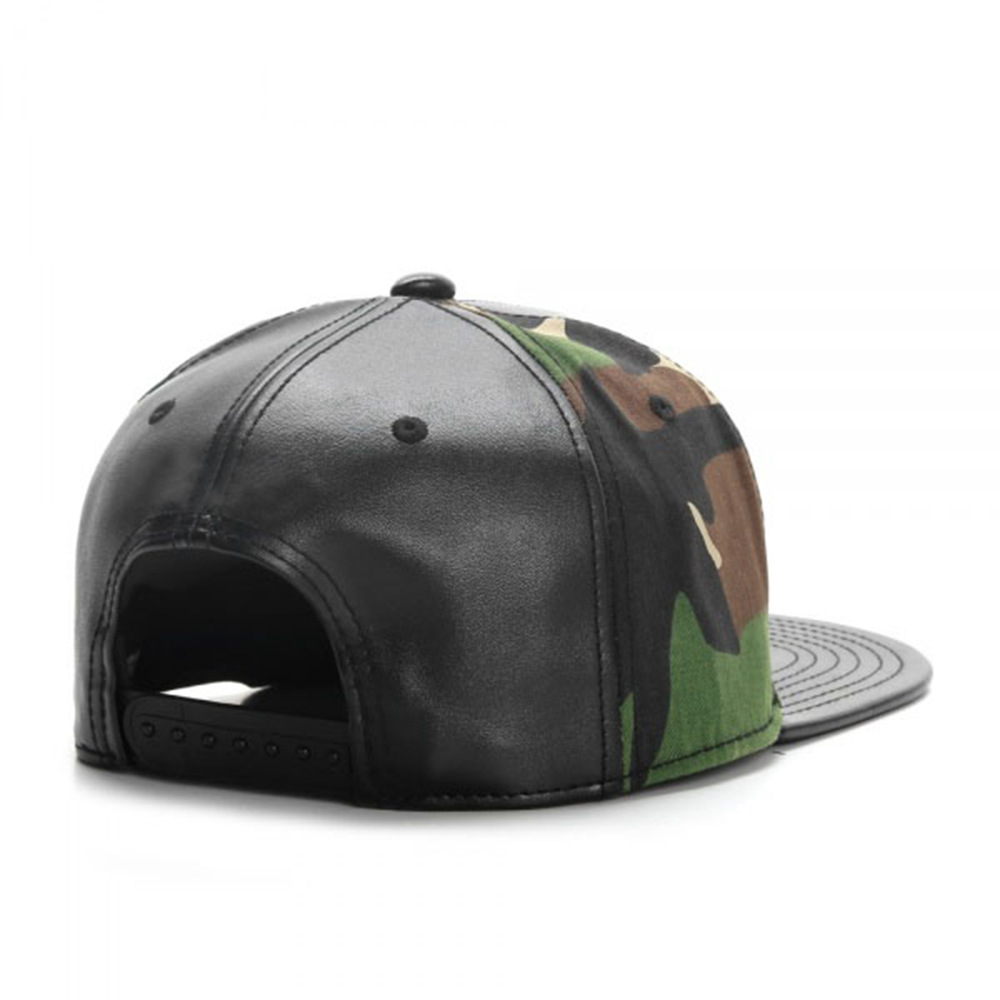 Camouflage Leather Metal logo Casual Men's and Women's Hat Adult Flat Brim Hat Baseball Cap