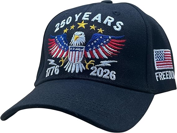 America 250th Anniversary 6-Panel Vintage Letter Formal Adjustable Embroidery Patriotic Custom Cotton Baseball Cap for Men Women