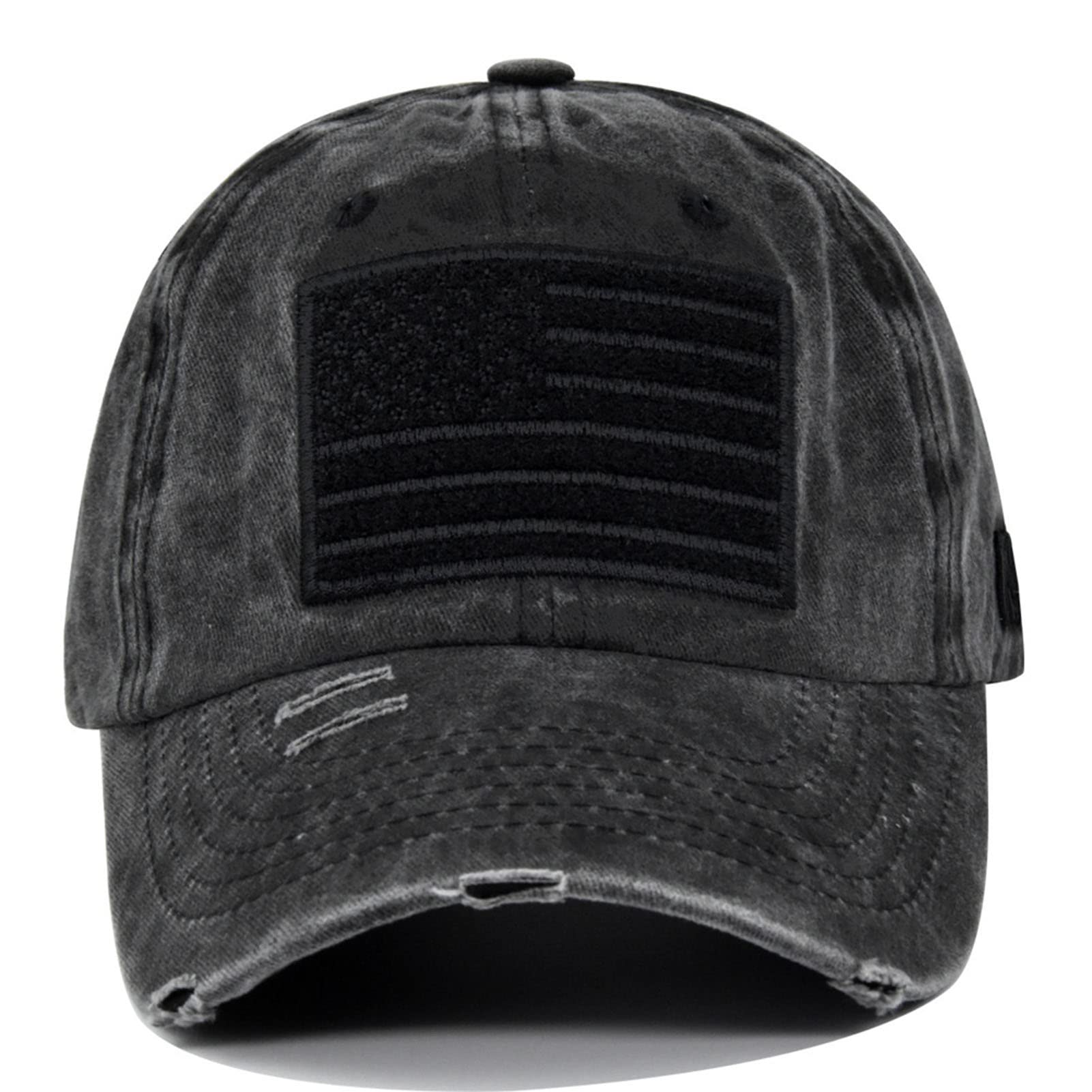 Wholesale Custom American Flag 6-Panel Curved Baseball Cap Embroidery Adjustable Washed Vintage Cotton Denim Distressed