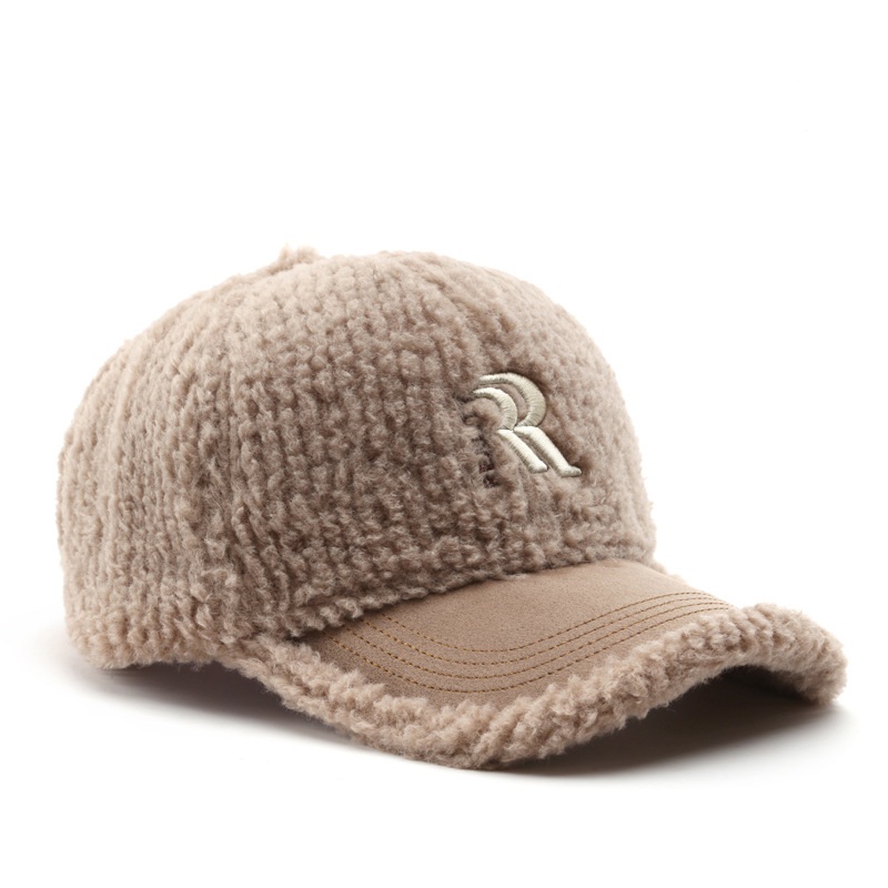 Custom Winter Sports Hat for Women Warm Fleece Felt with 3D Embroidery Logo Teddy Plush Lamb Wool Baseball Cap Letter Pattern