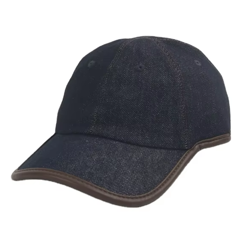 2026 Summer Collection: High-Quality New Denim Cap with Dark Blue Leather Trim, Adjustable Circumference, 6-Panel Baseball Cap