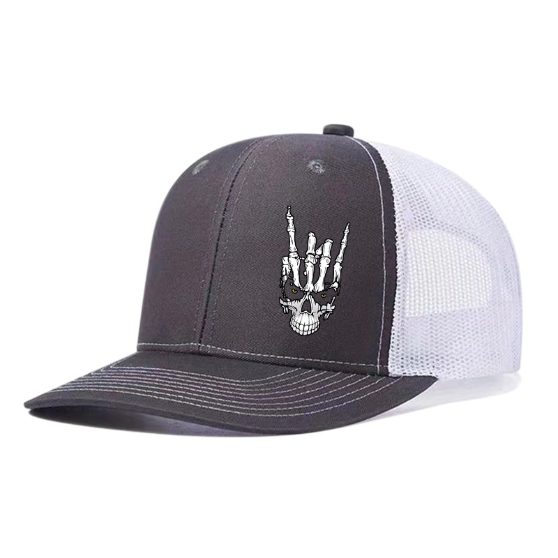 Halloween Skull Hand-brim Baseball Trucker Hat Outdoor Breathable Mesh Cap