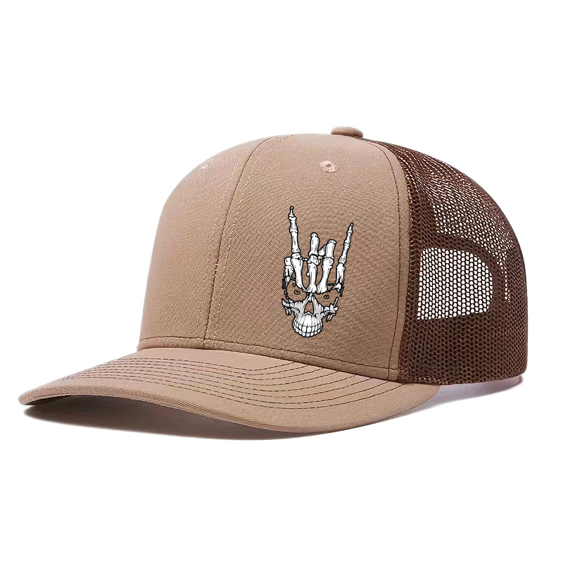 Halloween Skull Hand-brim Baseball Trucker Hat Outdoor Breathable Mesh Cap