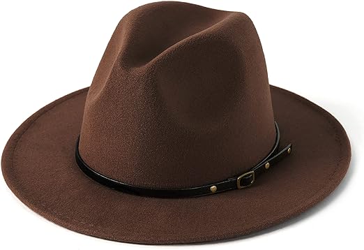Custom Women's Classic Wide Brim Fedora Hat Felted Panama Hat with Belt Buckle for Casual Outdoor Winter Wear