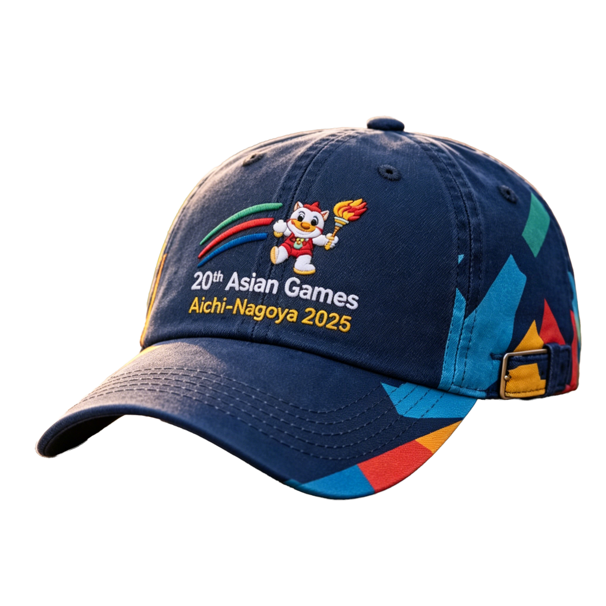 2026 Aichi-Nagoya Asian Games Embroidered Gray Denim Cap | Adjustable Fan Headwear | xhcaps.com