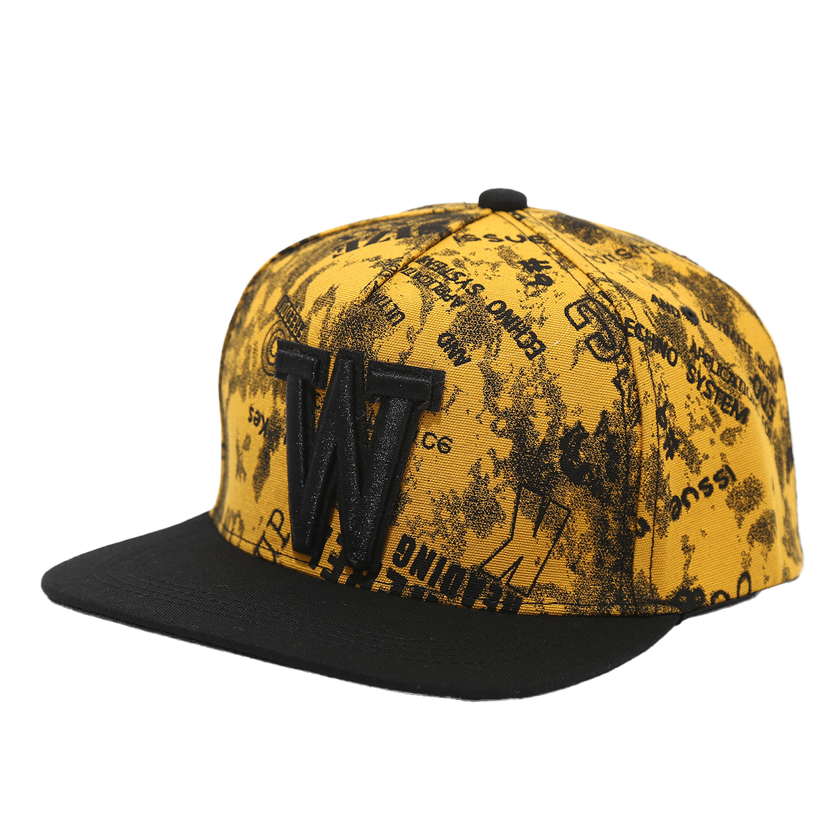 Letter Embroidery Trendy Street Hip Hop 5-Panel Baseball Cap for Spring and Summer Outdoor with Flat Brim