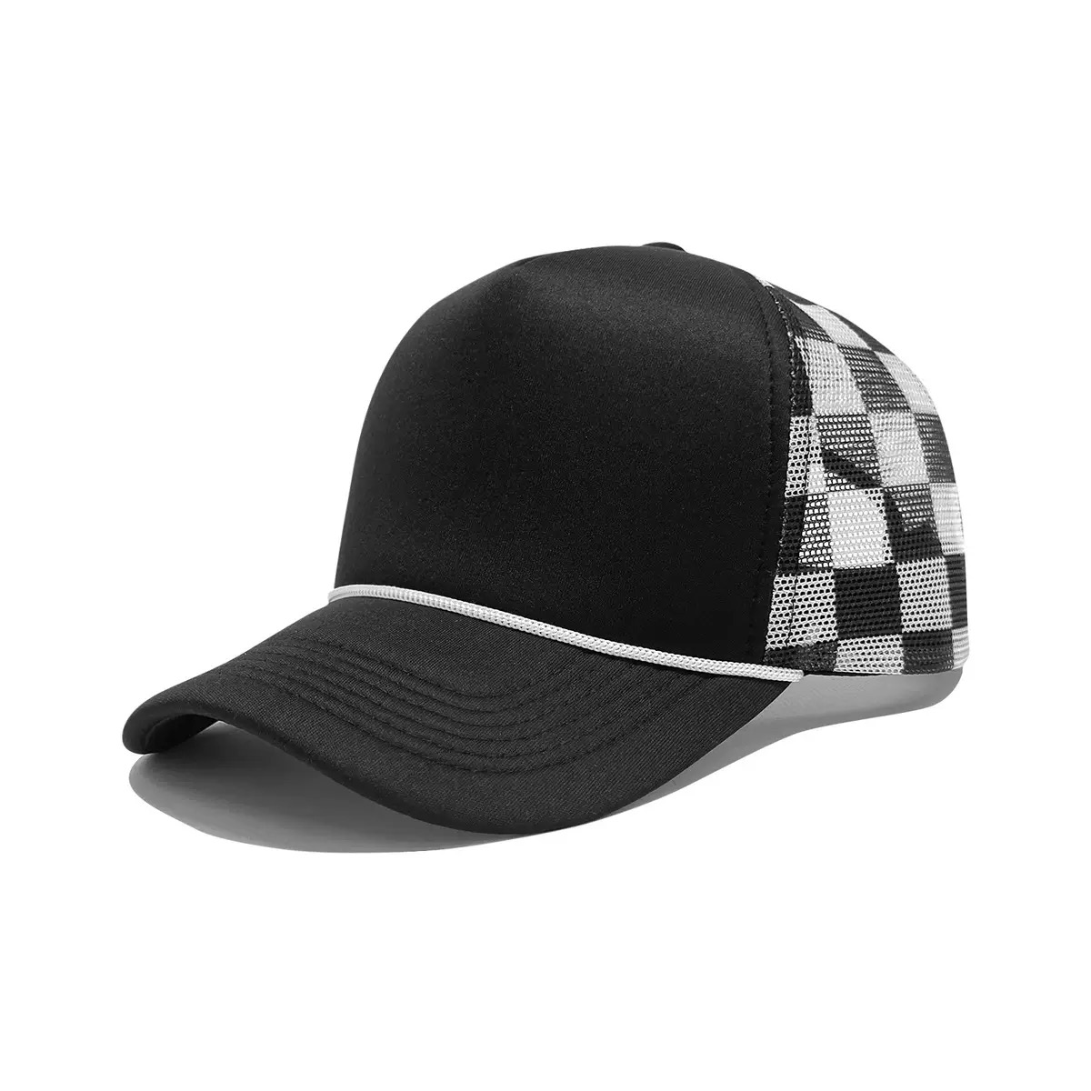 New Plaid Trucker Mesh Baseball Cap with Drawstring 100% Cotton Unisex Sports Outdoor Casual American Style