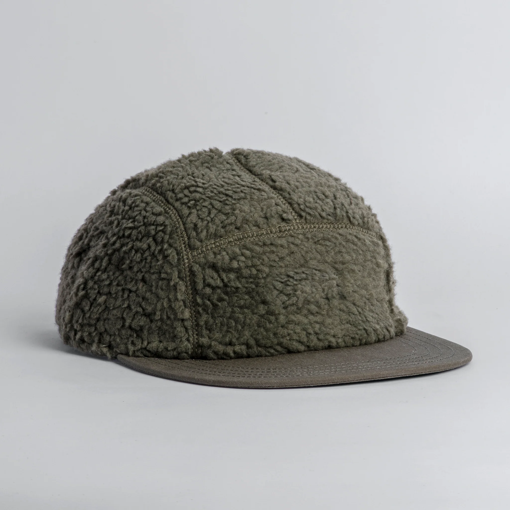 Custom Color Outdoor Warm Fleece Camping Hat Adjustable Strap Blank Short Brim 5 Panel Cap