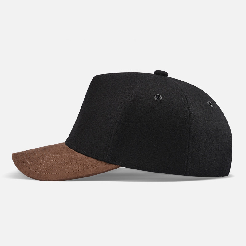 Sweet Ocean Customized High-quality 5-panel Woolen Baseball Cap for Men. Warm Thick Design Fashionable Multi-color Curved Brim