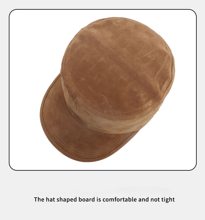 New High-quality Suede Cap with Flat Top-Vintage Warm Horseback Riding Hat for Outdoor Travel Casual Use Adjustable Unisex