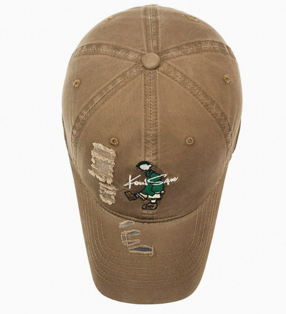 Embroidered Adjustable Wide-brimmed Baseball Cap-100% Cotton Cartoon Character Common Fabric