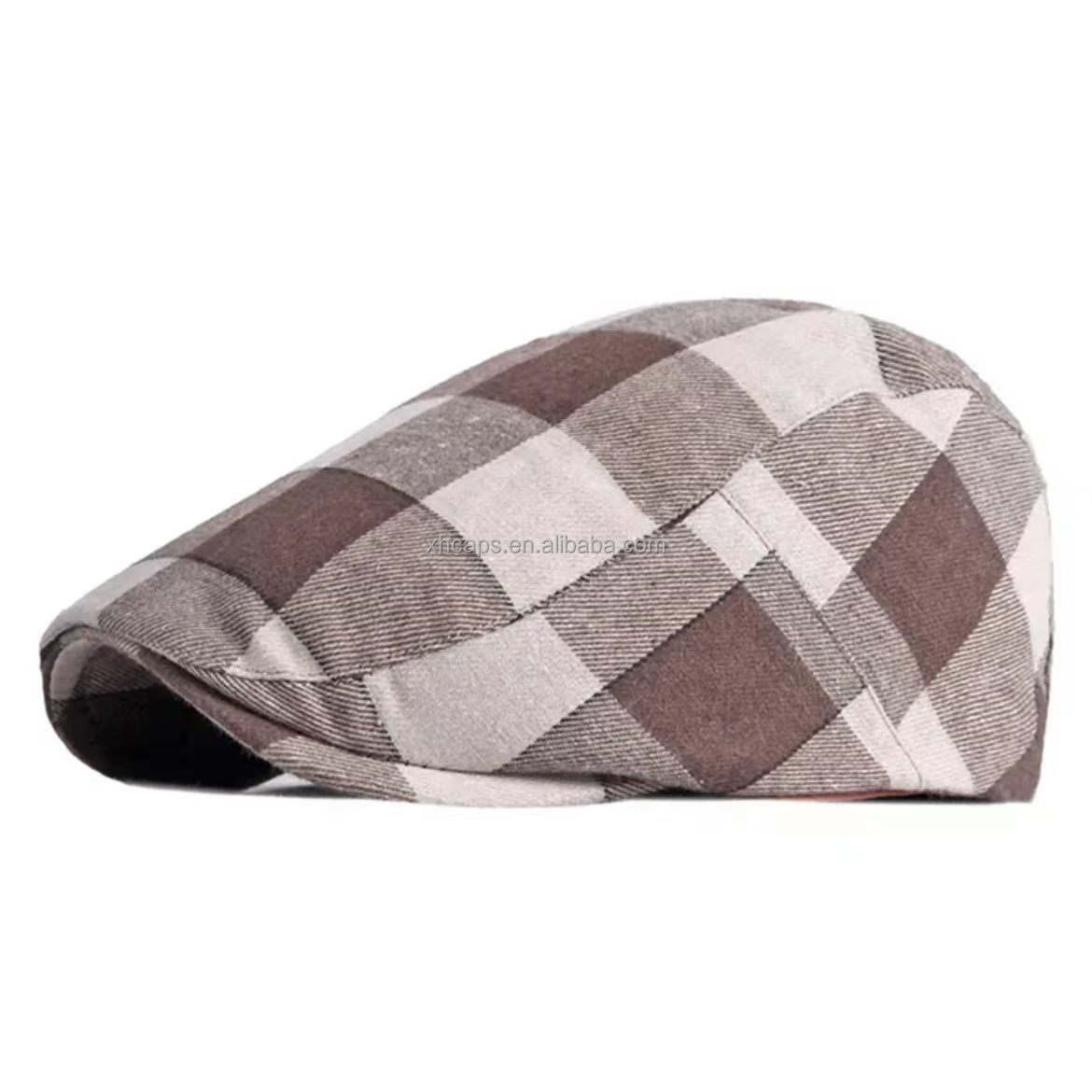 Custom Fashion Men's Classic Trendy Chceked Peaked Newsboy Cap Ivy Hats