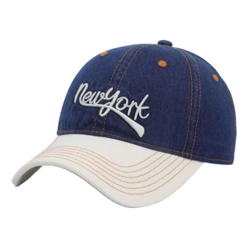 New Spring/Summer 2026 High-Quality Casual Two-Tone Adjustable 6-Panel Baseball Cap with Letter Embroidered Logo
