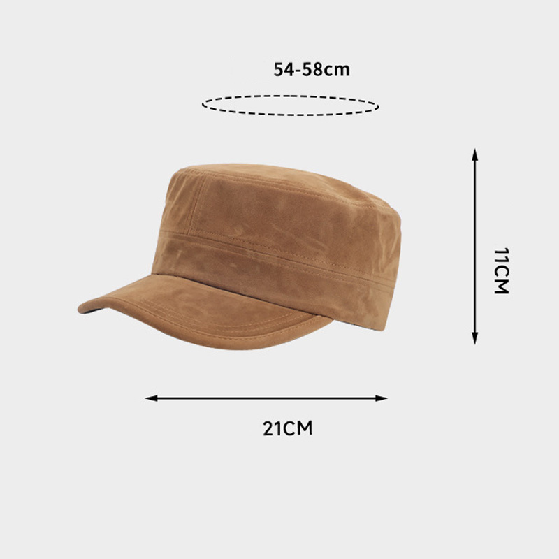 New High-quality Suede Cap with Flat Top-Vintage Warm Horseback Riding Hat for Outdoor Travel Casual Use Adjustable Unisex
