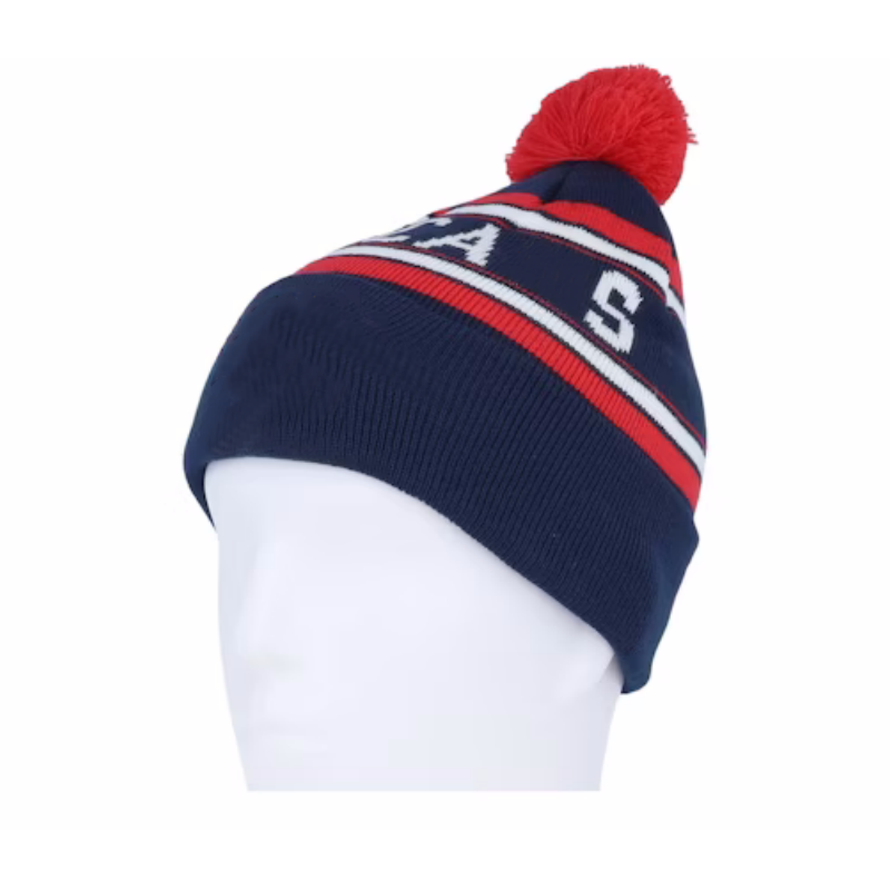 Acrylic Jacquard Beanie With Pom Warm Skull Cap Soft Cuff Beanie Custom Embroidery Logo Daily Winter Hats