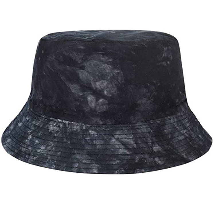 European and American Retro Tie Dye Washed Hat Female Spring New Double Sided Wear Denim Sun Bucket Hat for Outdoor