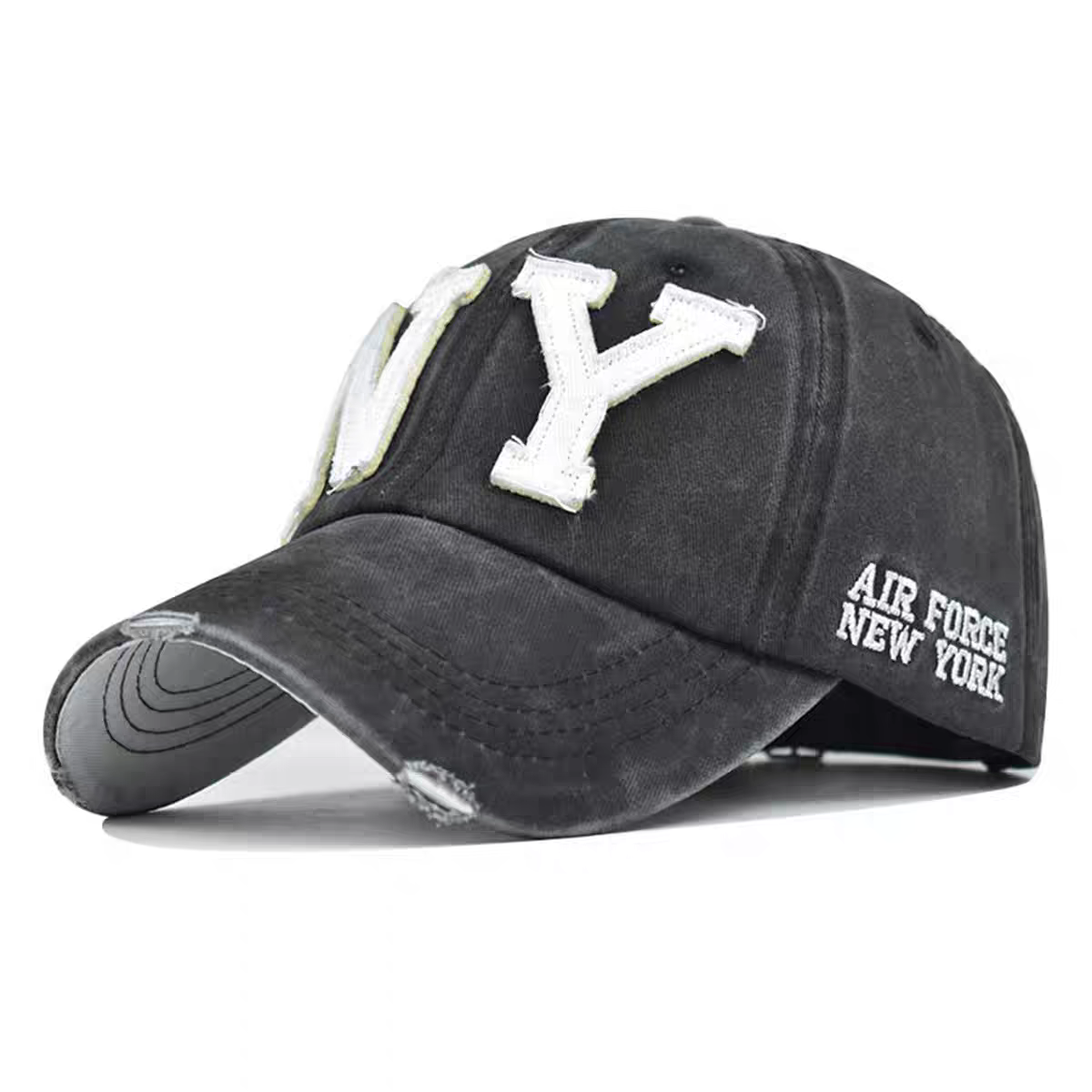 Washed Dobby Image Vintage Black Soft Top Baseball Cap Korean Style Face Slimming Fashion Common Dad Hat