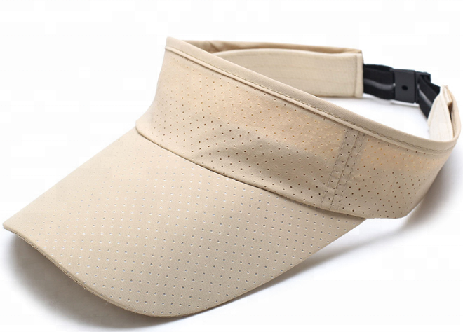Adjustable Golf Sun Visor Hat Cap Custom Laser Cut Perforated Breathable Polyester Sports Cycling Fishing Travel Outdoor Logo