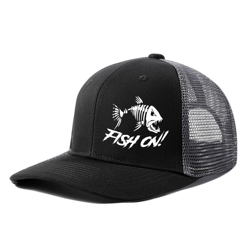 Creative Design Fish Pattern Flat Brimmed Net Cap Ventilated Truck Driver Hat