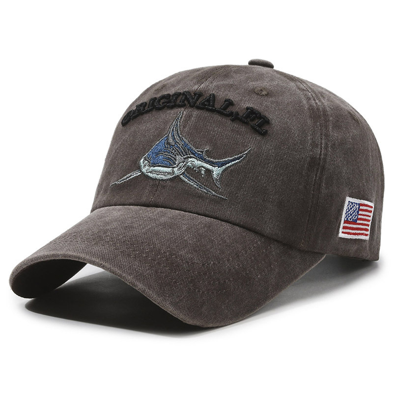 American-style Hip-hop Shark Baseball Cap Classic Distressed Vintage Water Washed Denim Casual Sun protection Hat