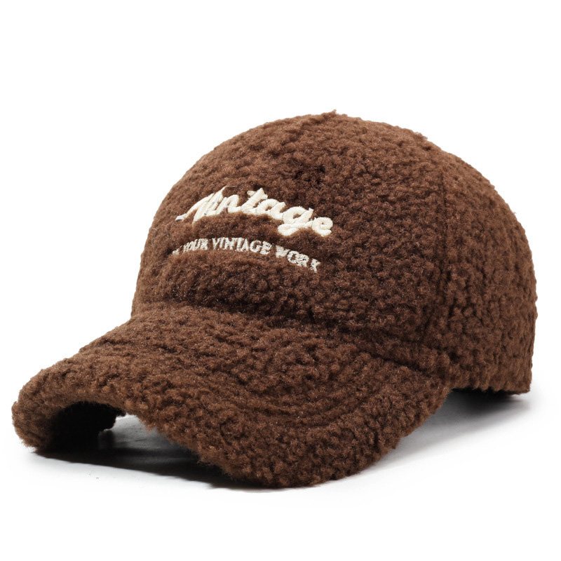 New Winter and Autumn 6-Panel Baseball Cap for Ladies-Letter Pattern Thick Warm Fashionable Street Wear